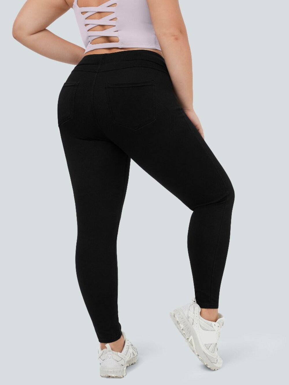 Halara 2X Black Flex High Waisted Pocket Denim Casual Leggings $40 Retail